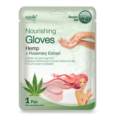 Epielle Nourishing Hand Mask back view explains usage and benefits.