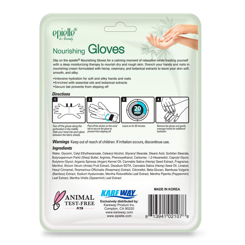 Epielle Nourishing Hand Mask secure-tab design stays in place.