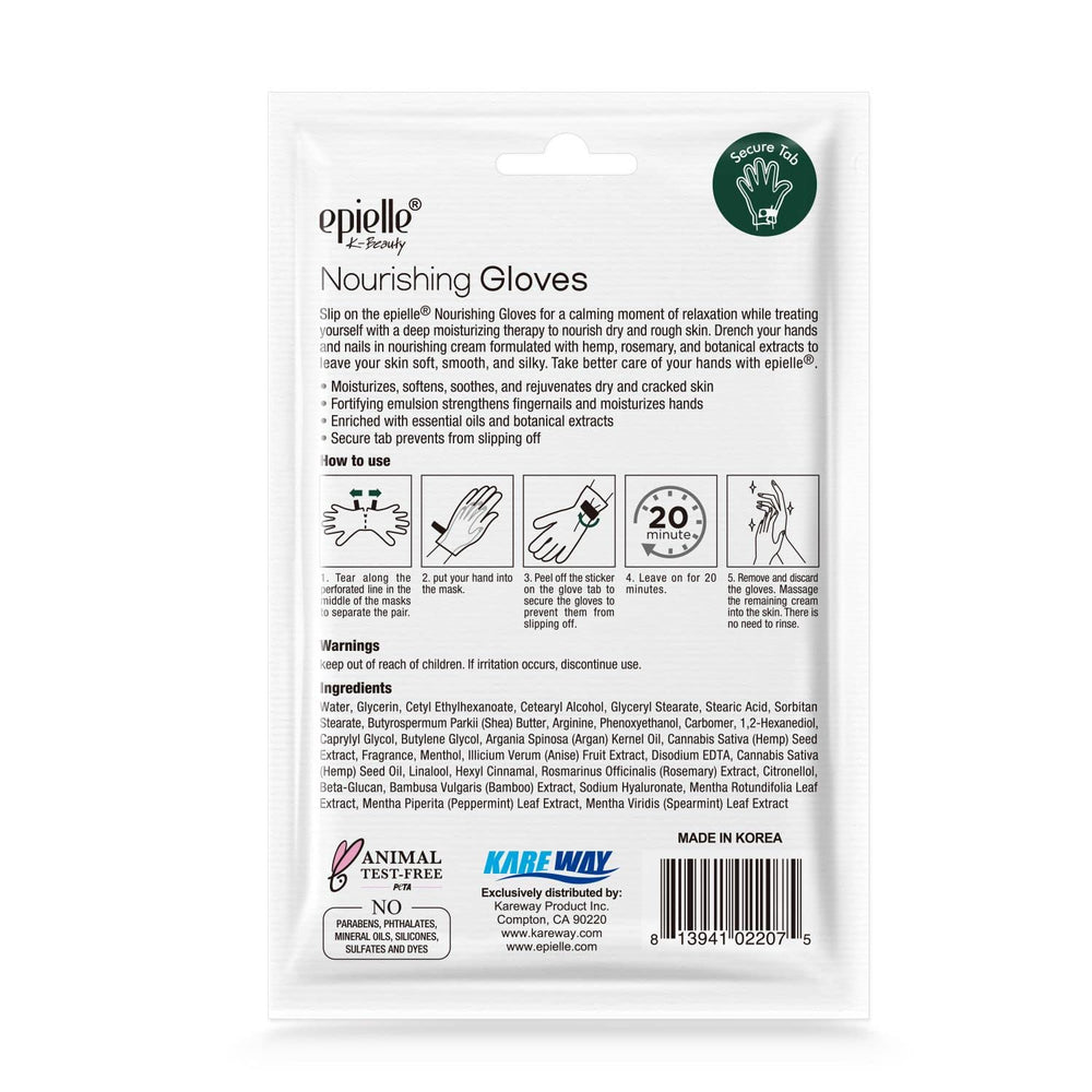 Epielle Nourishing Hand Mask spa-at-home setup with soft, glowing hands