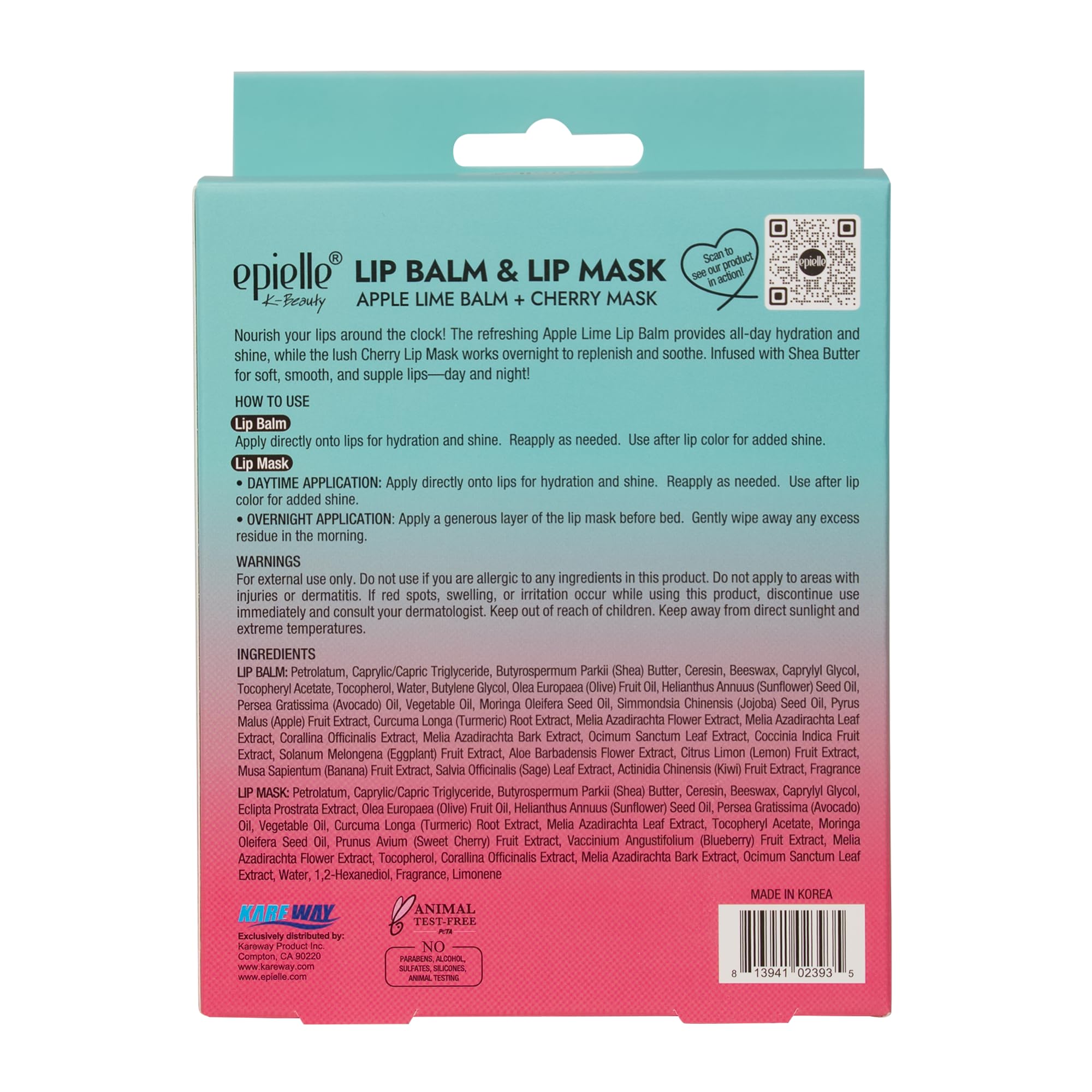Epielle packaging and description highlight the gift-ready set.