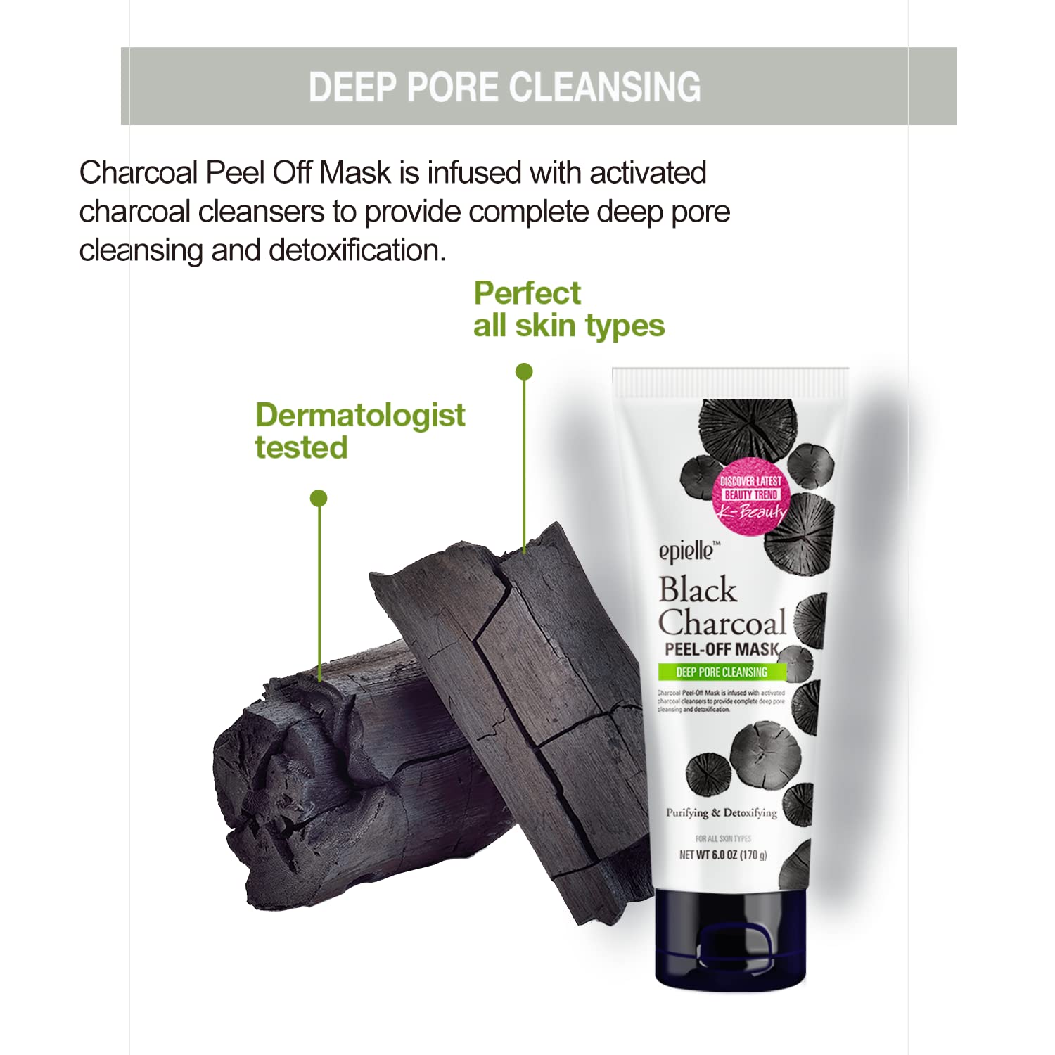 Epielle peel-off action shows easy removal and smooth skin results.