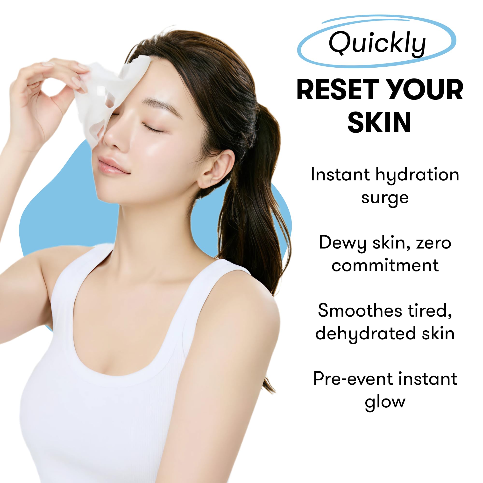 Epielle mask with resealable packaging and tweezers for convenient at-home hydration.