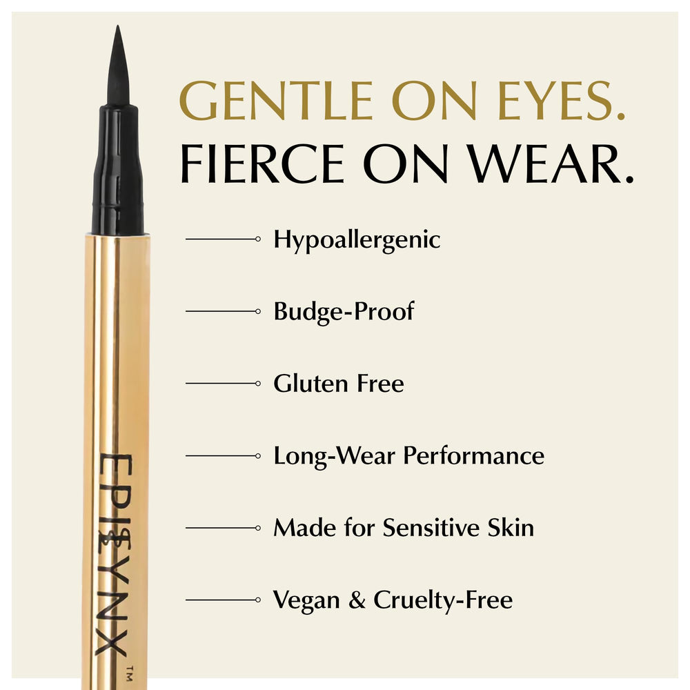 EPILYNX Cruelty-free vegan label on eyeliner packaging.