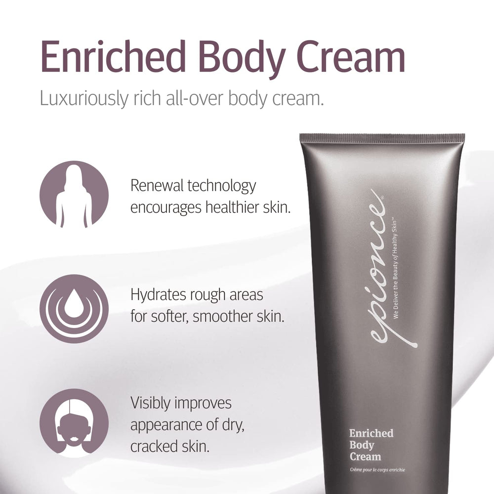 Epionce Enriched Body Cream dispensing pump enables easy daylong moisture.