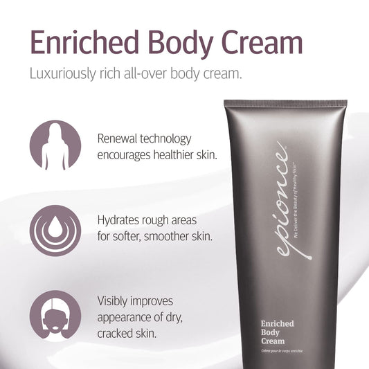 Epionce Enriched Body Cream dispensing pump enables easy daylong moisture.