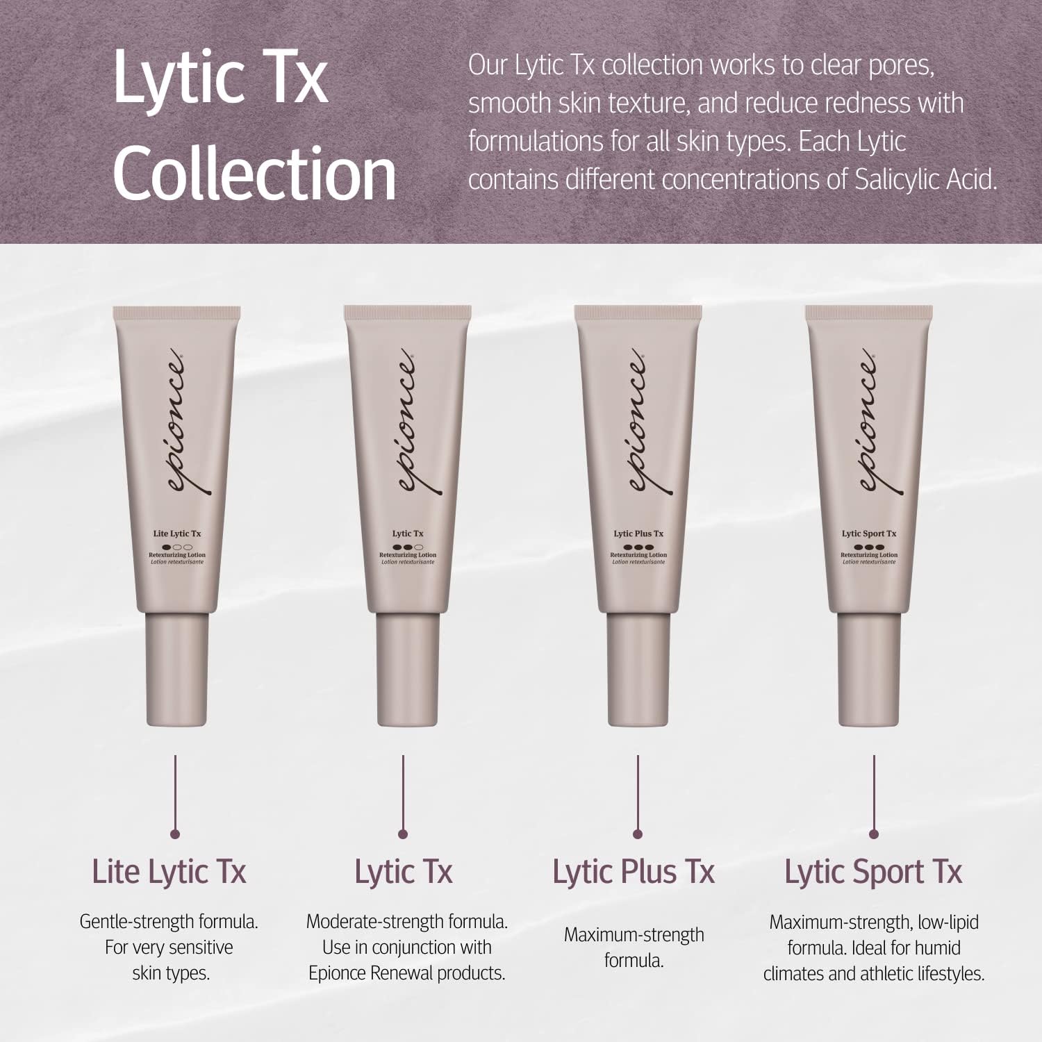 Model applying Epionce Lytic Tx on the cheek during routine.