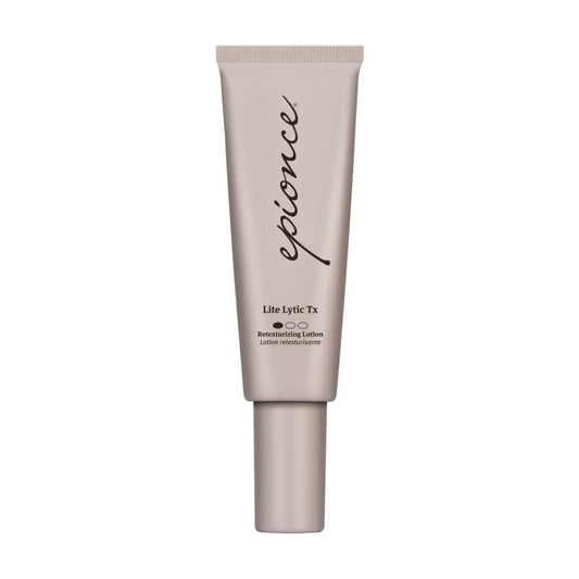 Epionce Lytic Tx bottle on counter for daily skincare use.