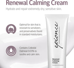 Epionce Renewal Calming Cream jar-open shows creamy texture for soothing use.