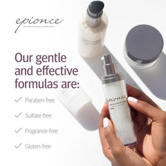 Epionce Renewal Calming Cream texture close-up highlighting hydration and comfort
