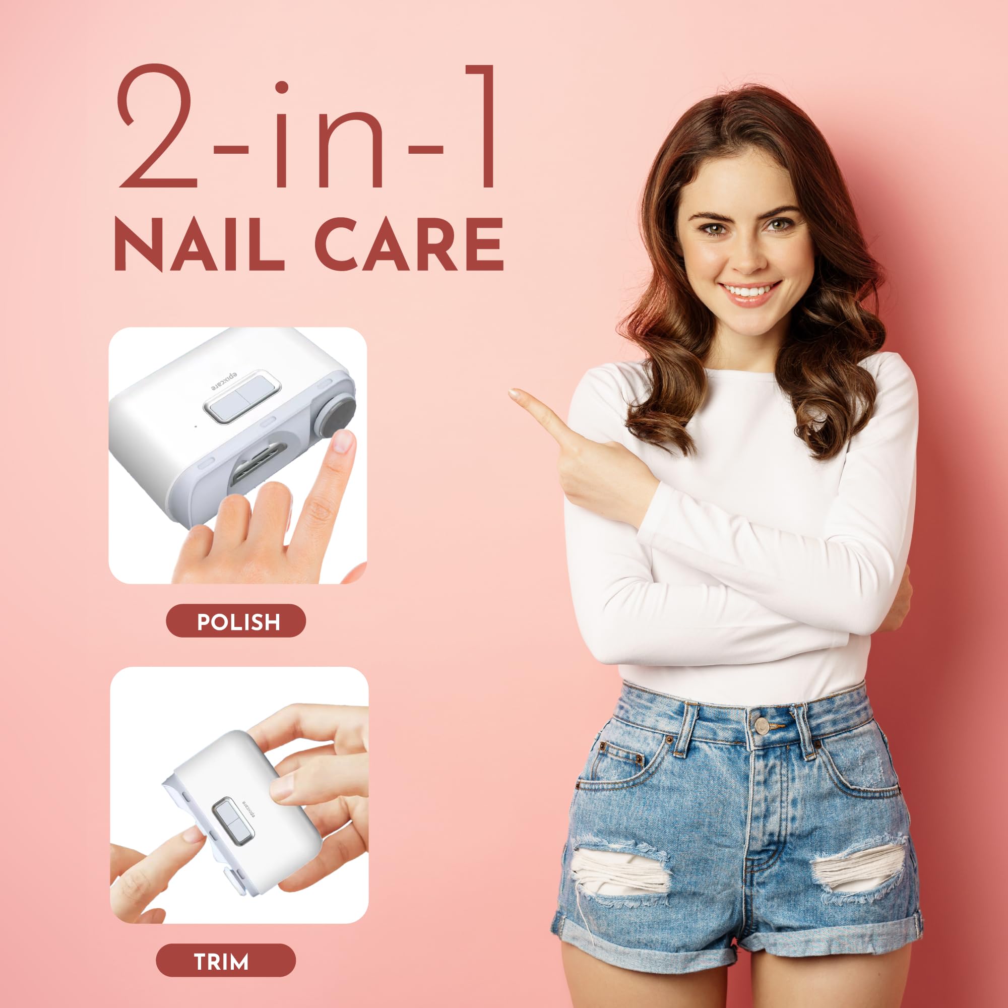 EpixCare 2-in-1 trimmer-polisher delivering trimmed and polished nails