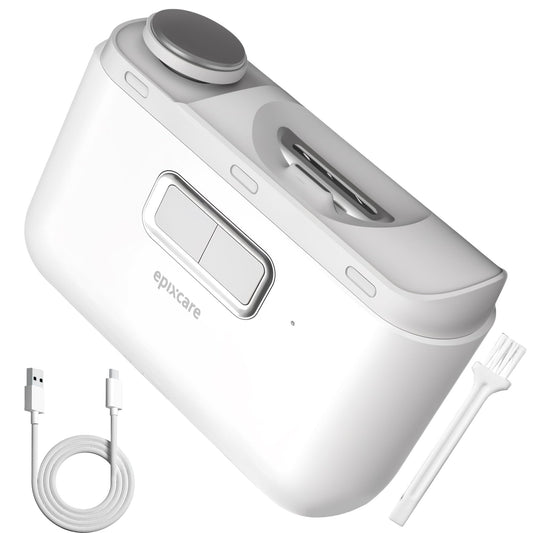 EpixCare electric nail clipper front view showing safe hidden blade for precise trimming