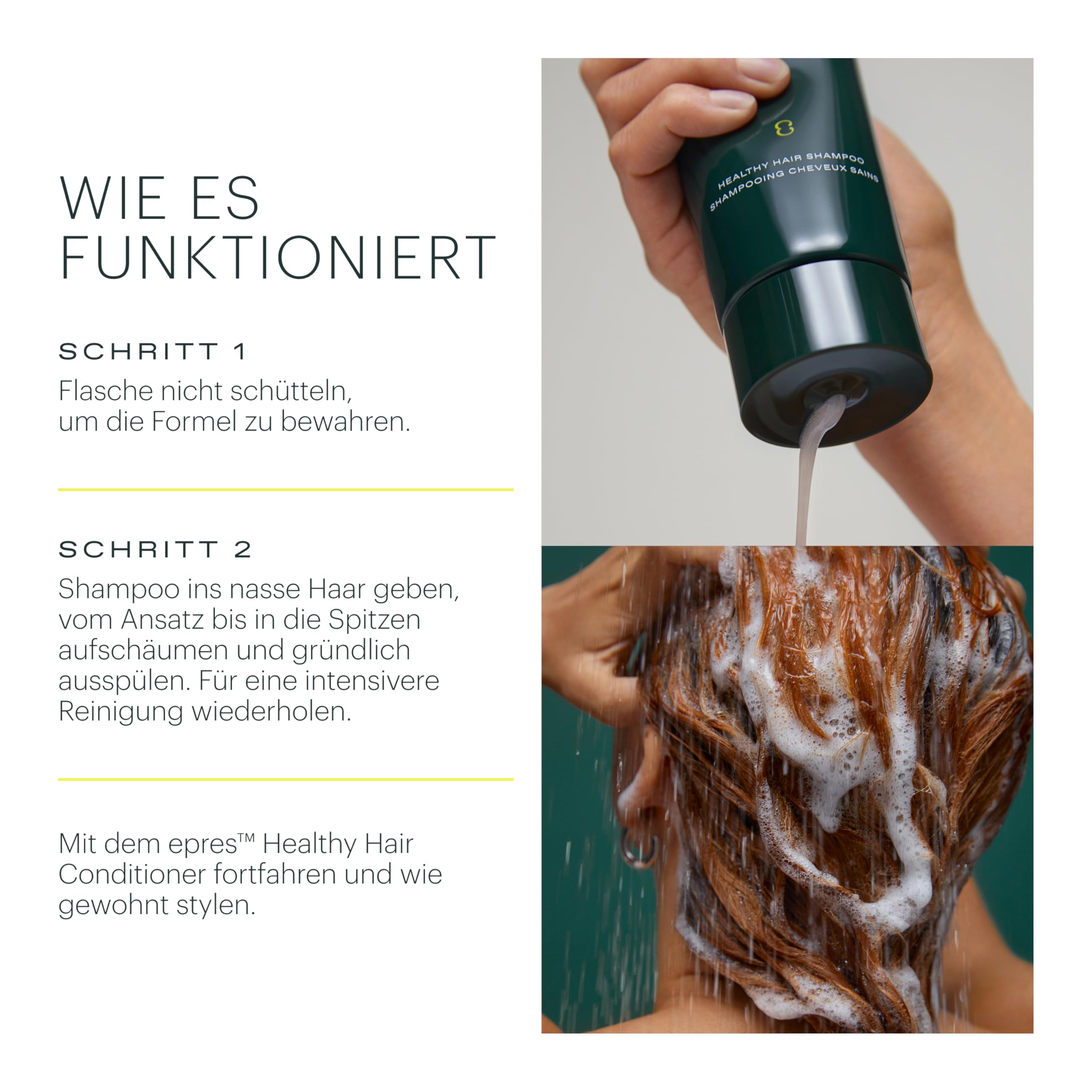 epres Healthy Hair Shampoo texture closeup reveals thin, clean formula