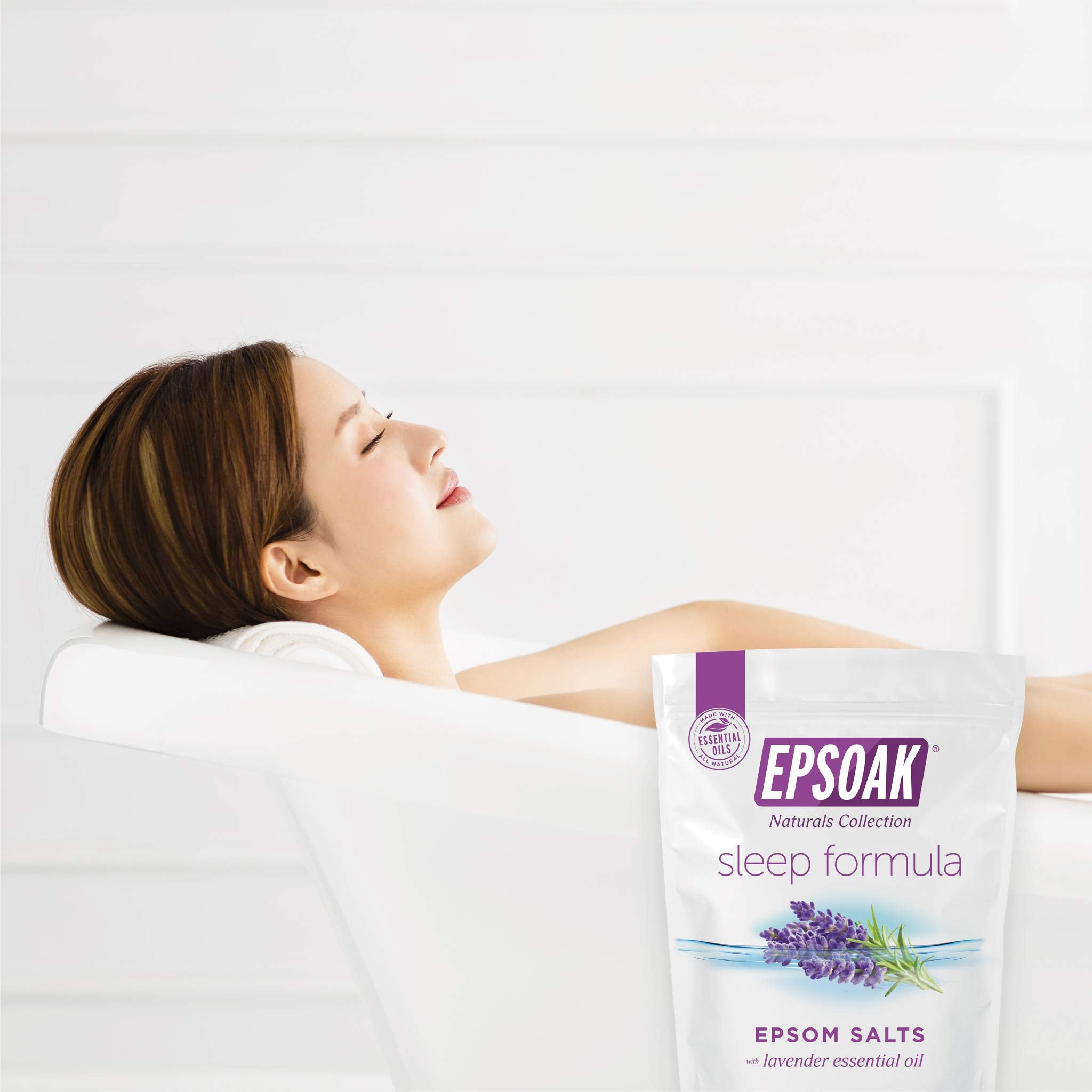 Epsoak lavender aroma fills bath with a calming scent.