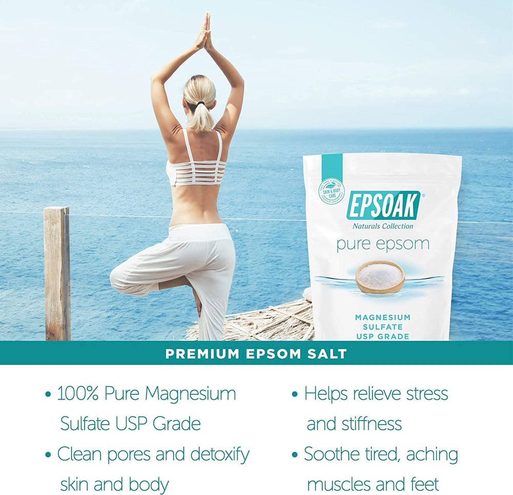 Epsoak magnesium sulfate USP-grade crystals soothe muscles during soaks