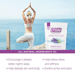 Epsoak bath salt with Vitamin E and Aloe Vera nourishes skin.