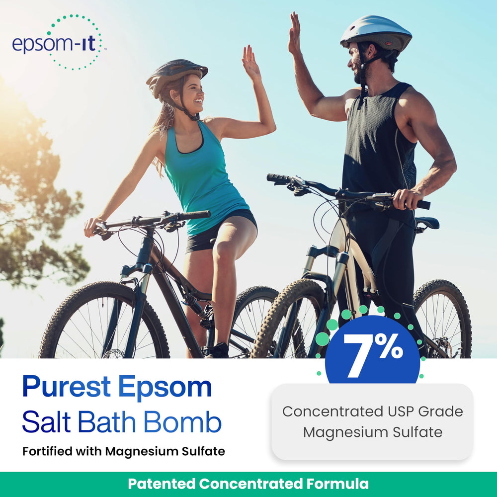 EPSOM-IT bath bomb dissolving in warm tub, gentle release