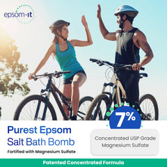 EPSOM-IT bath bomb dissolving in warm tub, gentle release