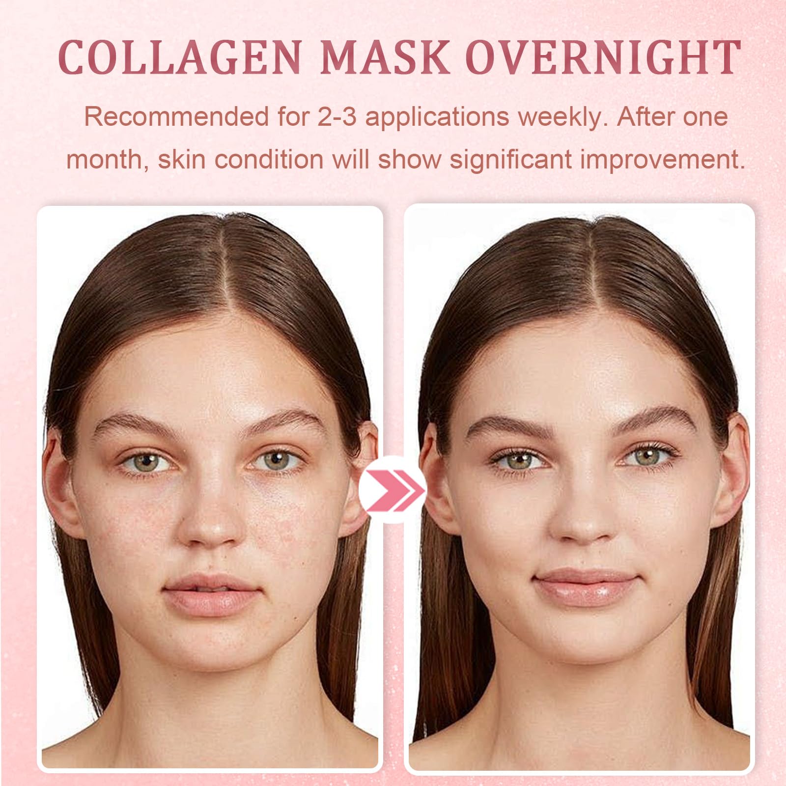 Eqimznv mask skin plump and glow from deep hydration and collagen benefits.