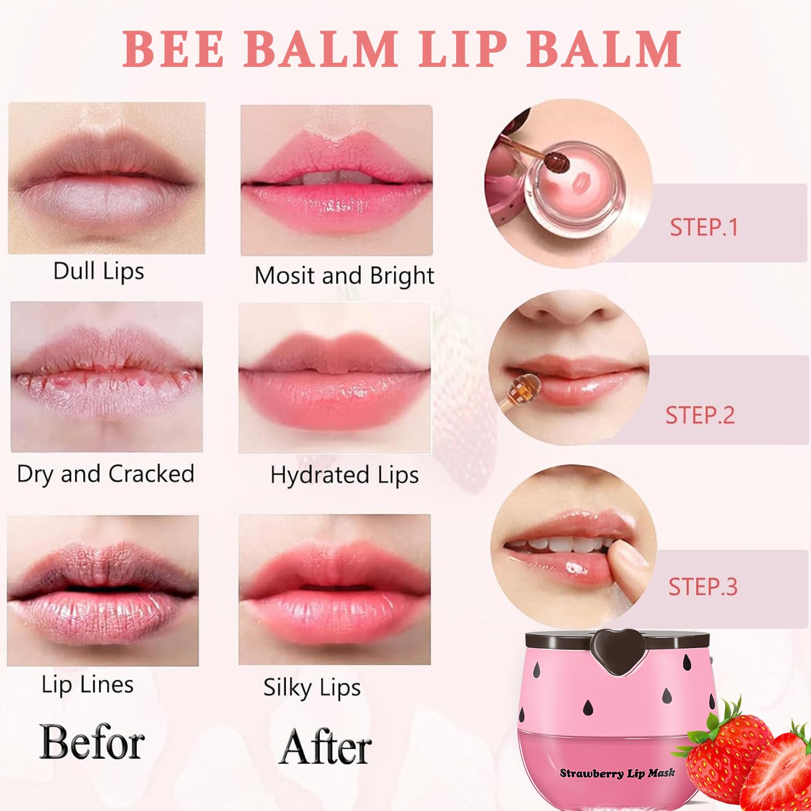 Eqimznv watermelon flavor lip balm jar refreshes lips
