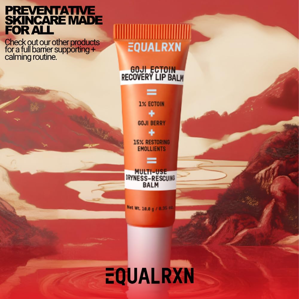 EqualRXN Goji Ectoin Lip Balm used on dry patches of skin