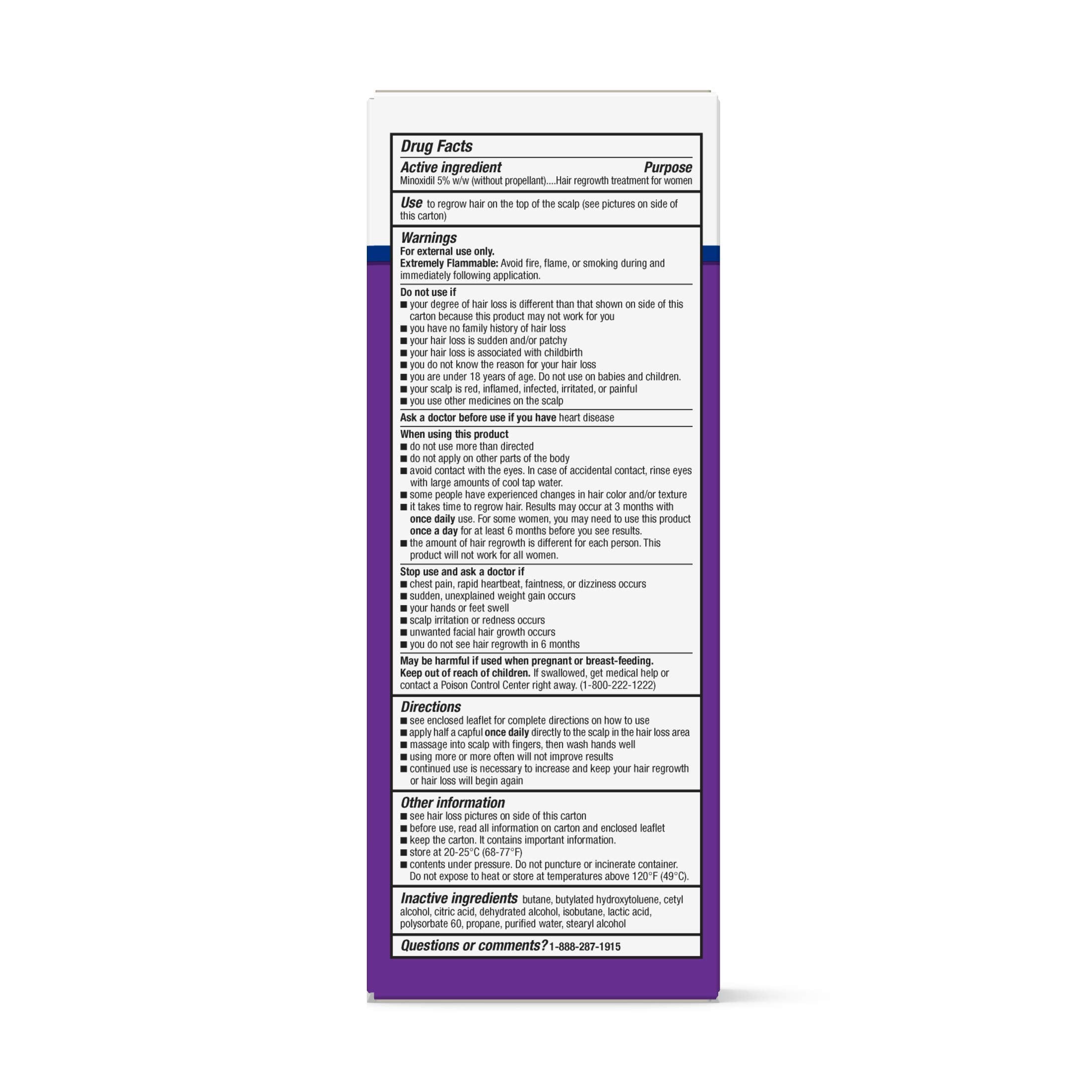 Equate Hair Regrowth Treatment packaging box highlights a compact USA 3 month supply