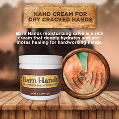 Equerry's Barn Hands repairing dry skin with petroleum-free cream.