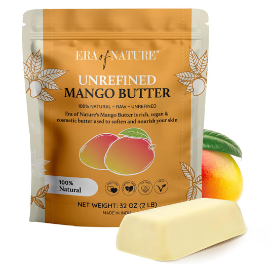 Era of Nature mango butter block slice with rich texture, ideal for DIY body butter base.