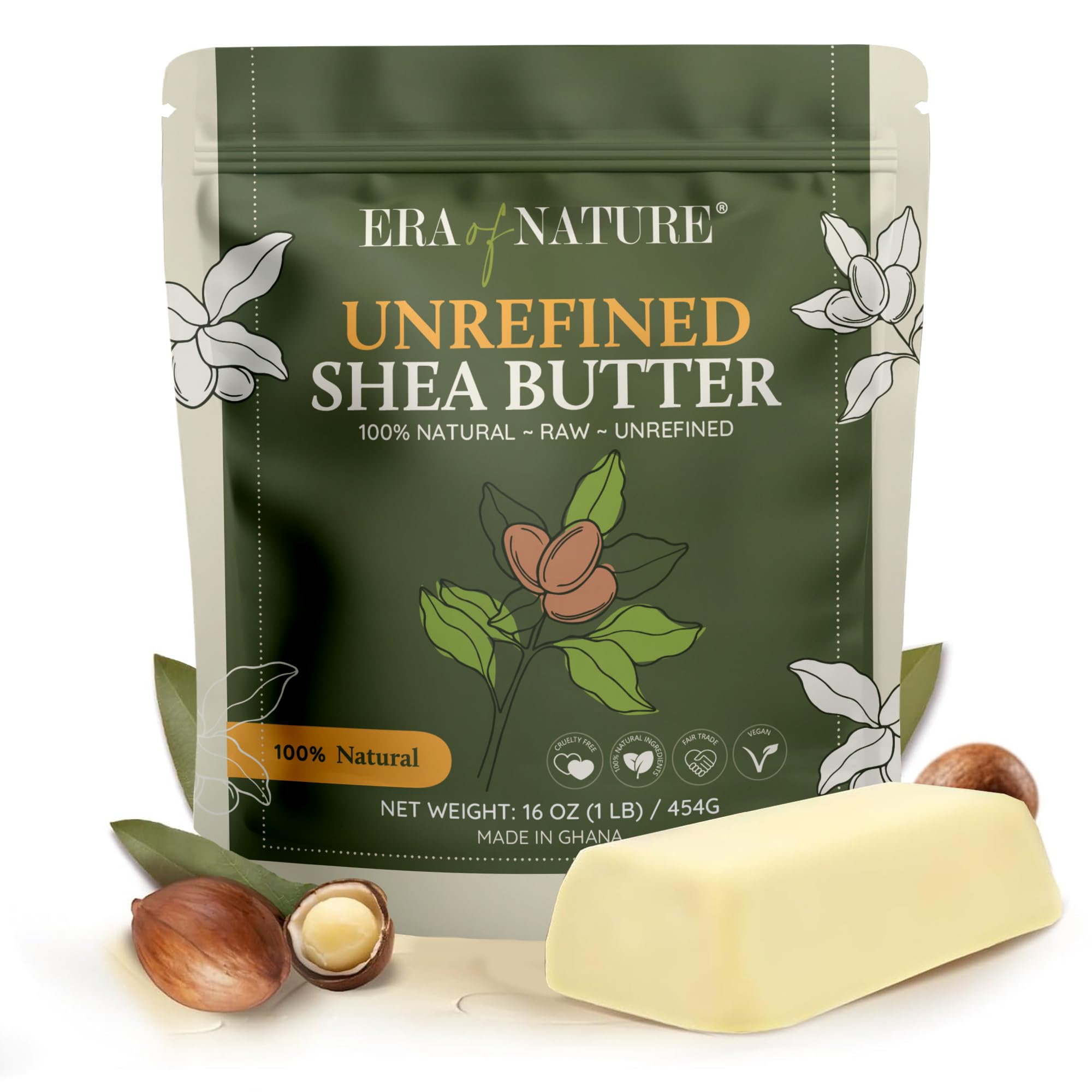 Era of Nature organic shea butter ivory raw, perfect for daily moisturizing.