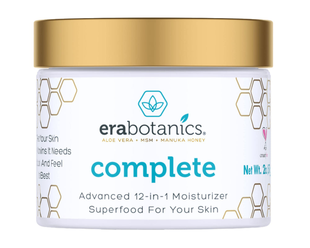 Era Organics face moisturizer jar closeup showing creamy texture for daily hydration