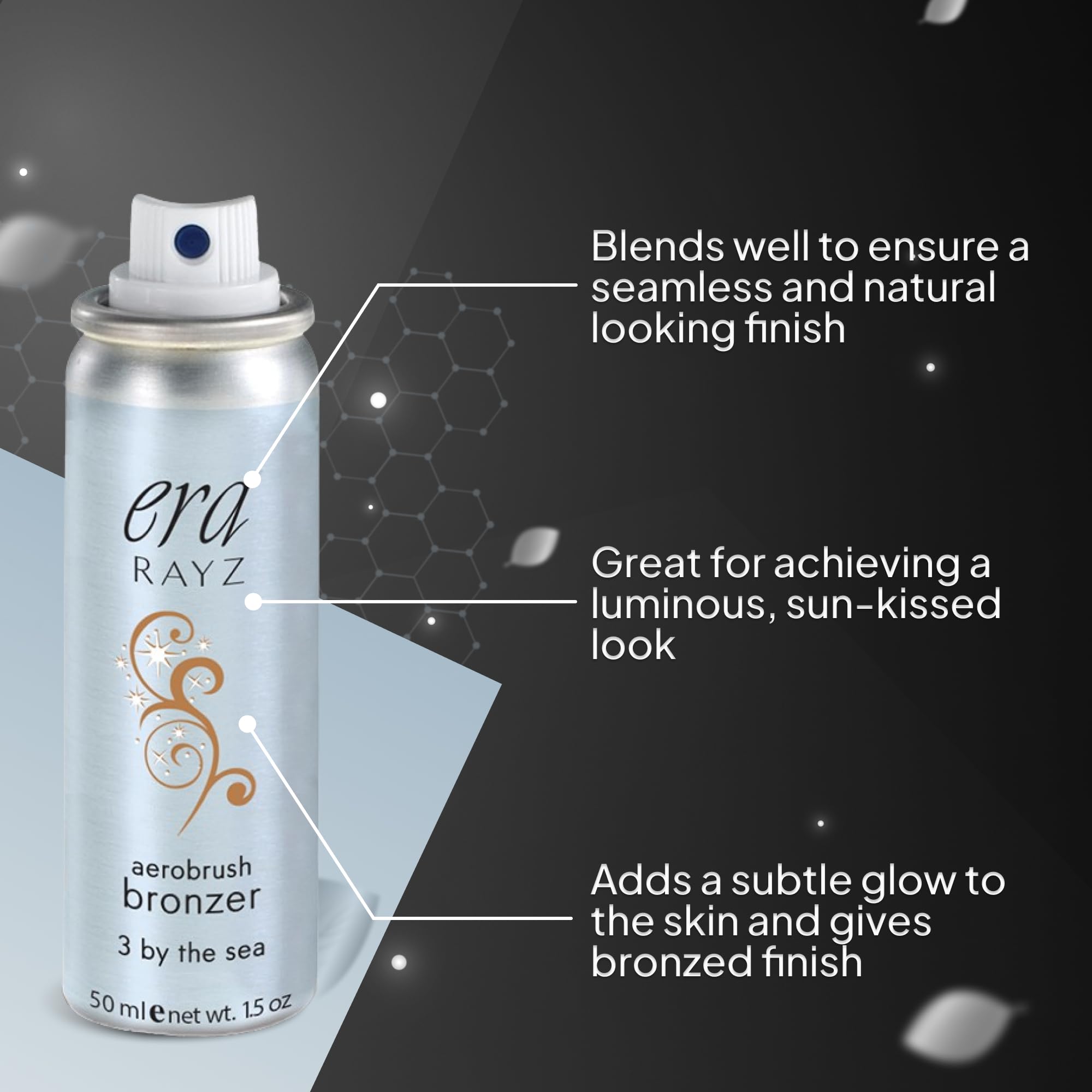 ERA Beauty Rayz bronzer delivers dark bronze with subtle shimmer for sunlit glow.