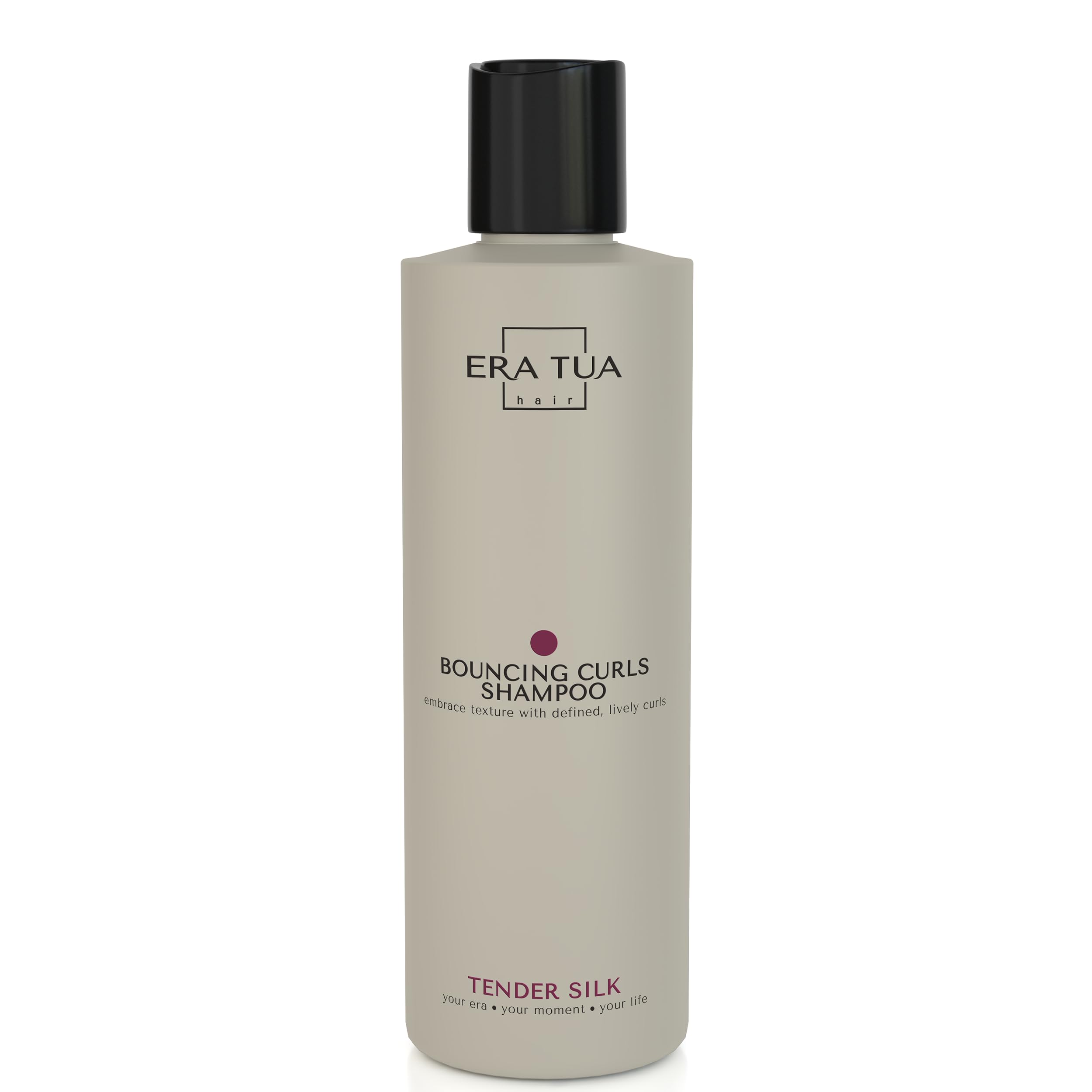 ERA TUA Tender Silk Bouncing Curls Shampoo bottle for defined, frizz-free curls.