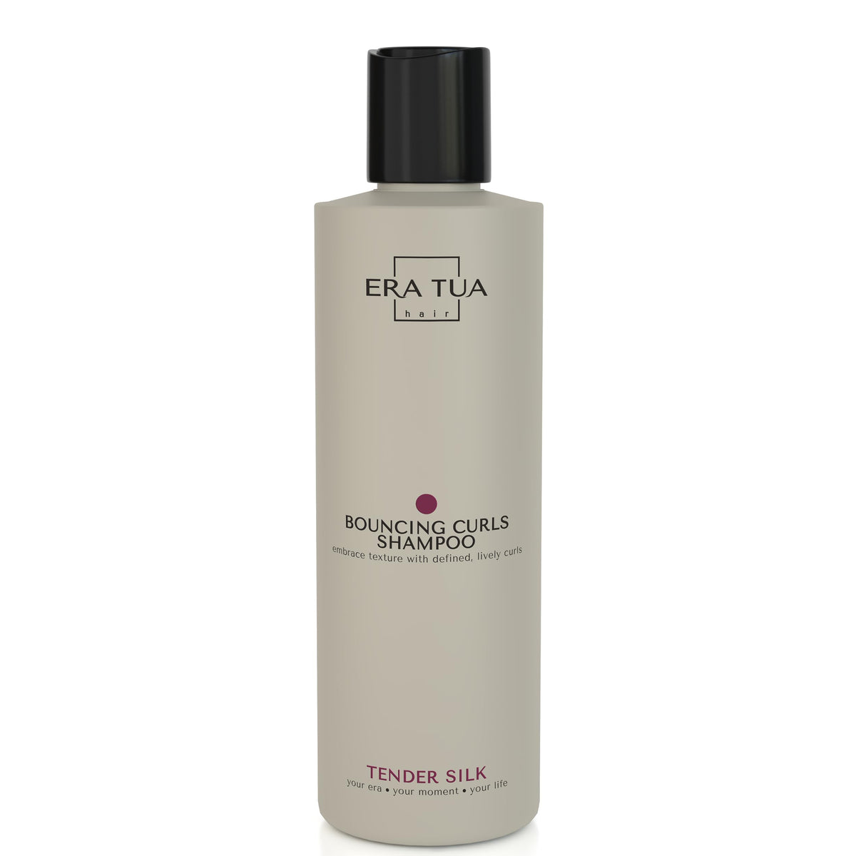 ERA TUA Tender Silk Bouncing Curls Shampoo bottle for defined, frizz-free curls.