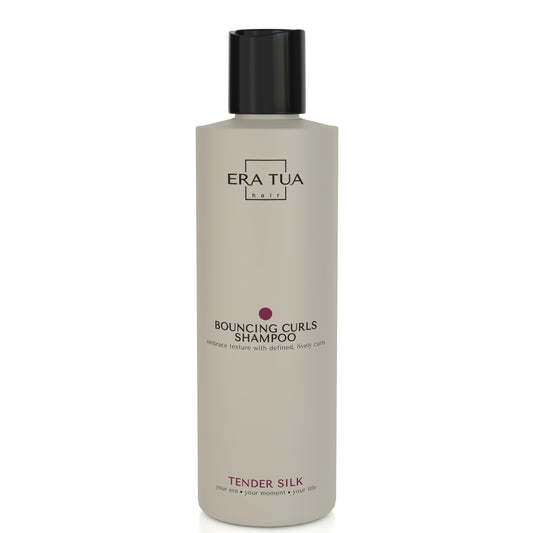 ERA TUA Tender Silk Bouncing Curls Shampoo bottle for defined, frizz-free curls.
