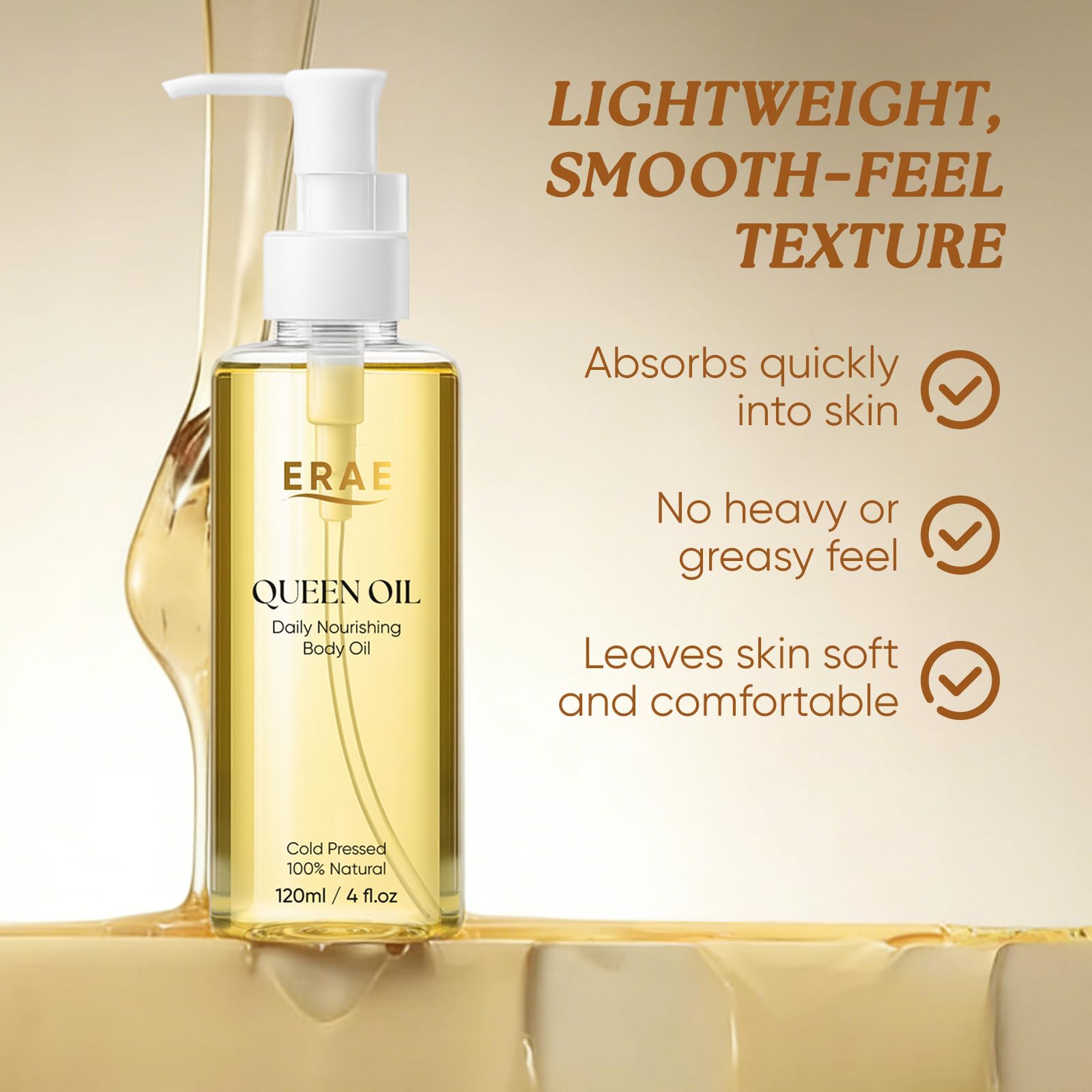 ERAE Queen Oil texture is silky and fast-absorbing.