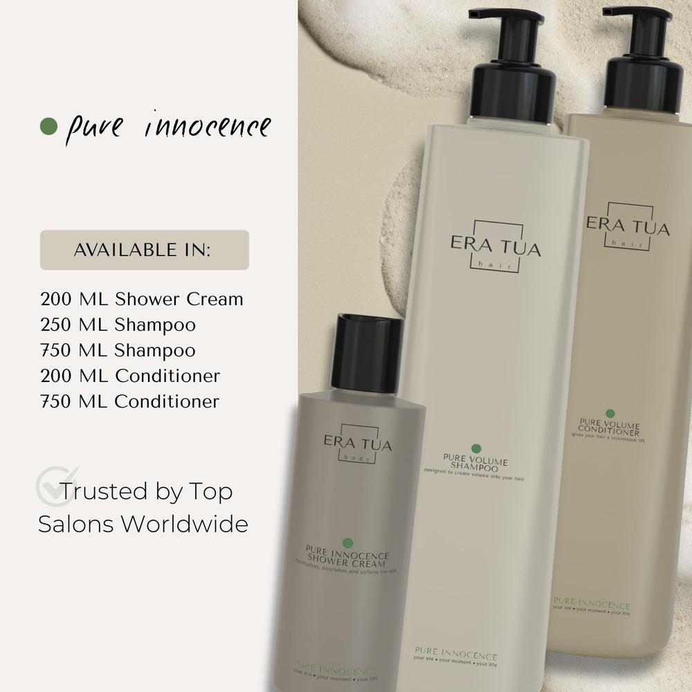 ERA TUA Pure Innocence Volume Shampoo packaging with jasmine-rose-ylang scent