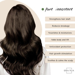 ERA TUA Pure Innocence Volume Shampoo bottle pour illustrating easy application