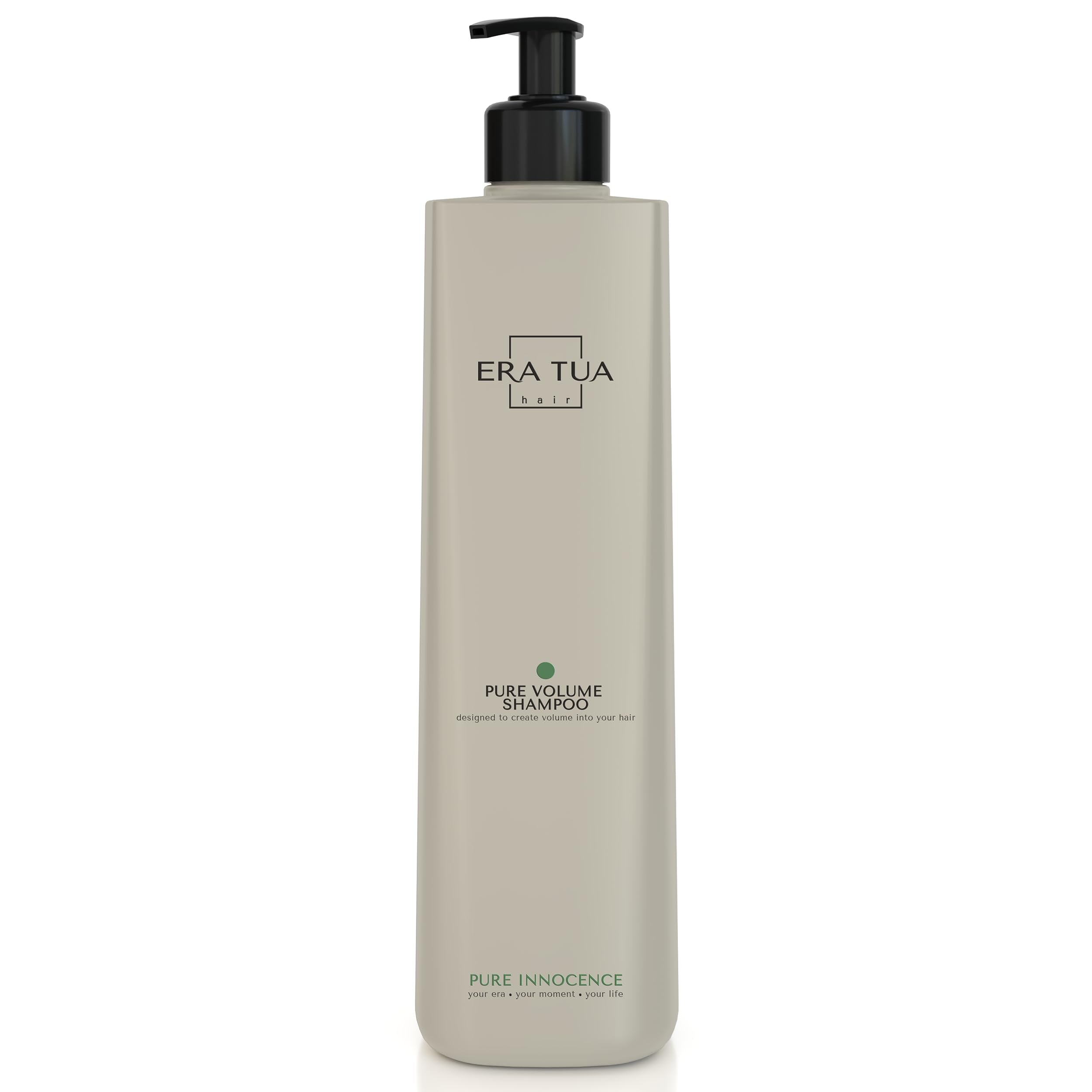 ERA TUA Pure Innocence Volume Shampoo bottle close-up for voluminous hair