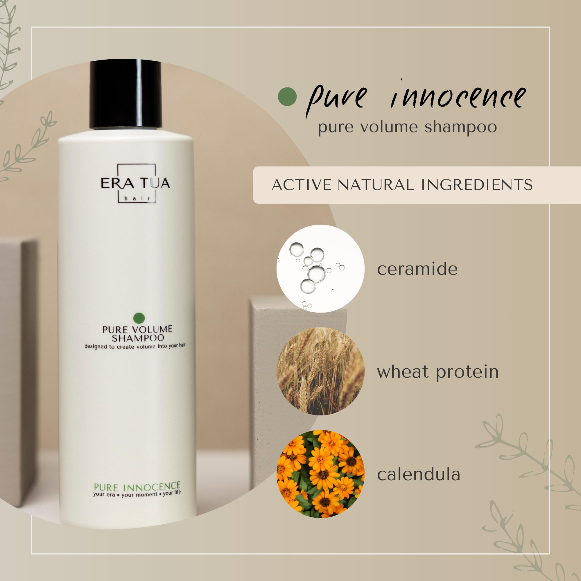 ERA TUA Pure Innocence Volume Shampoo rich lather ready for cleansing
