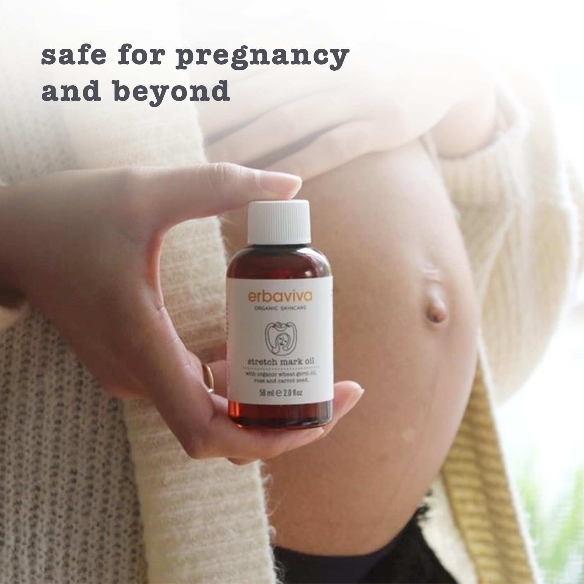 Erbaviva stretch mark oil sunflower-wheat-germ blend nourishing skin.