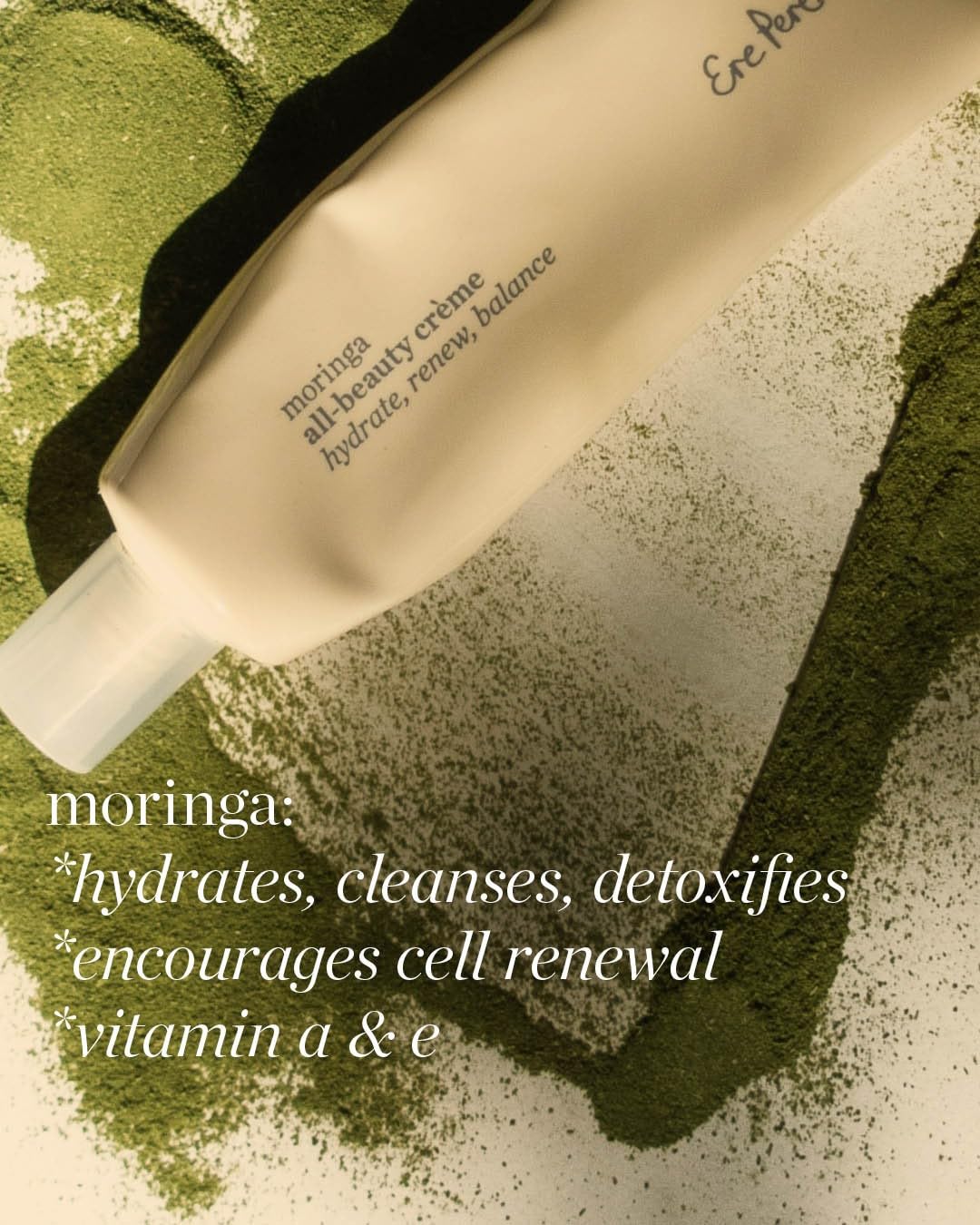 Applying Ere Perez Creme on skin for a soft, plump finish
