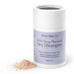 ERIN AND MAE CO dry shampoo powder packaging in eco-friendly paper tube for travel