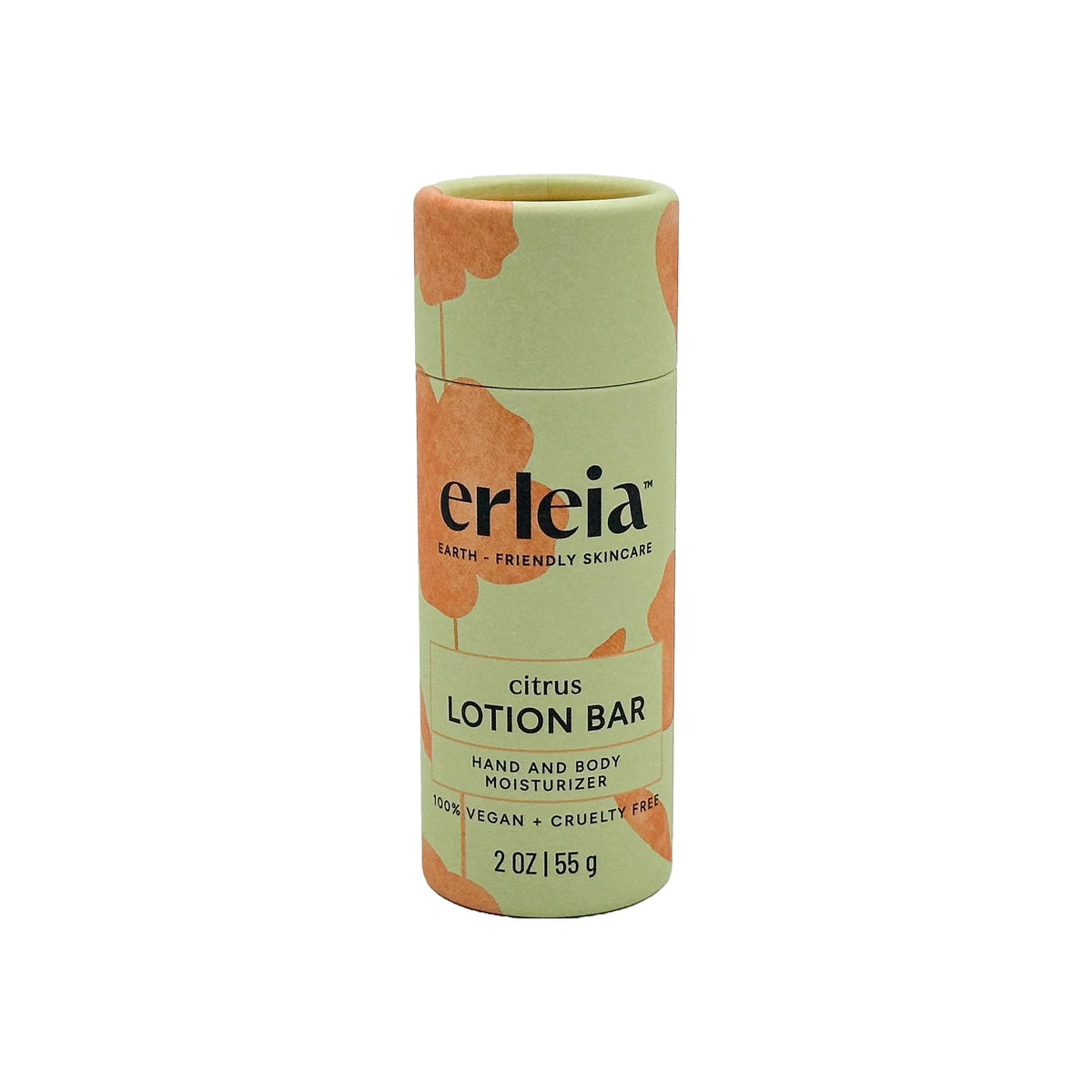 Erleia travel-friendly lotion bar with citrus scent for on-the-go hydration.
