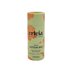 Erleia travel-friendly lotion bar with citrus scent for on-the-go hydration.
