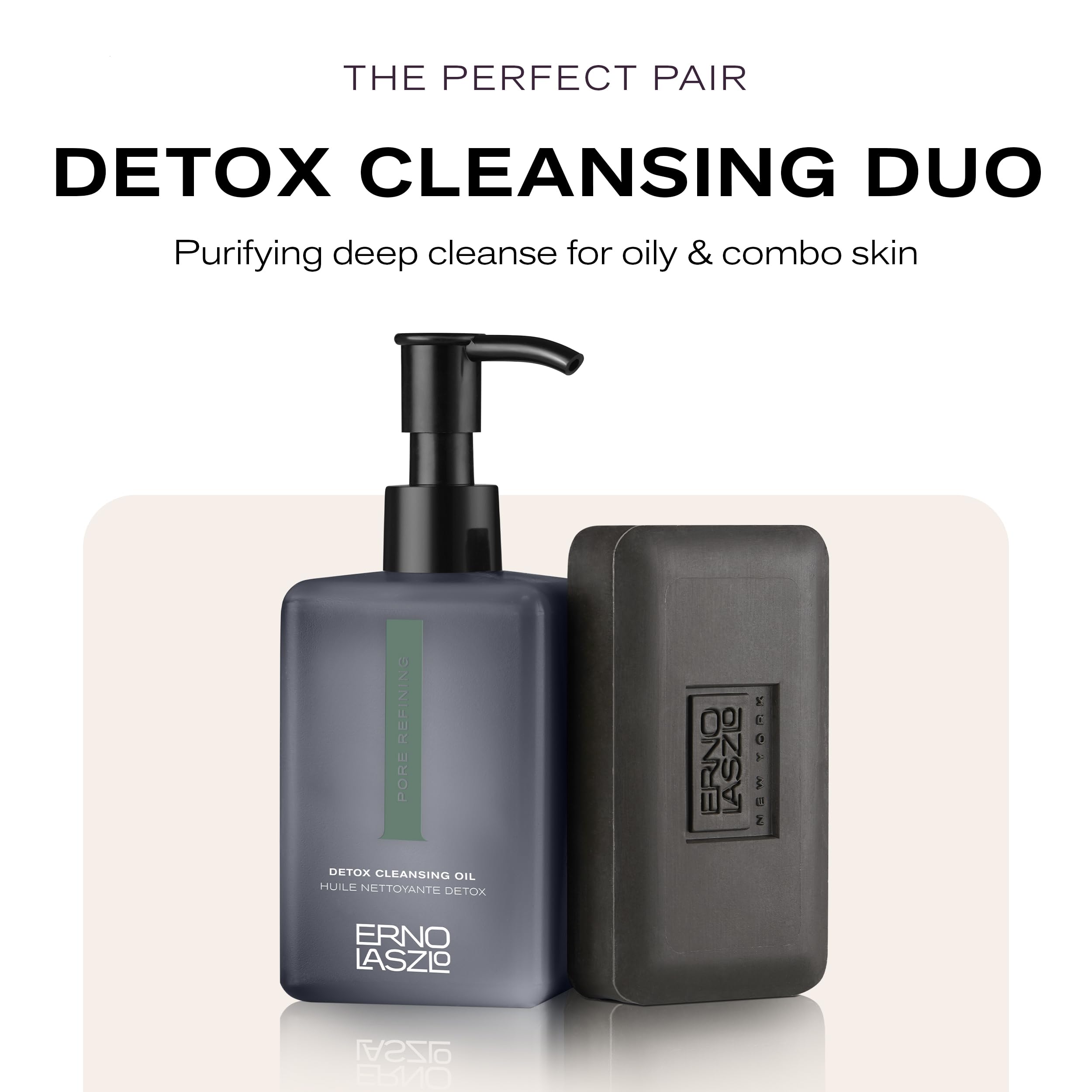 Demonstrates double cleanse method with this oil cleanser.
