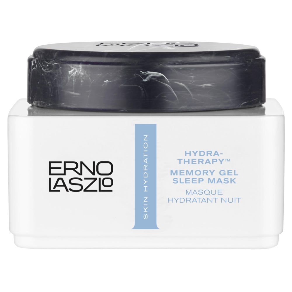 Erno Laszlo Hydra-Therapy Memory Gel Sleep Mask packaging for overnight hydration ritual.