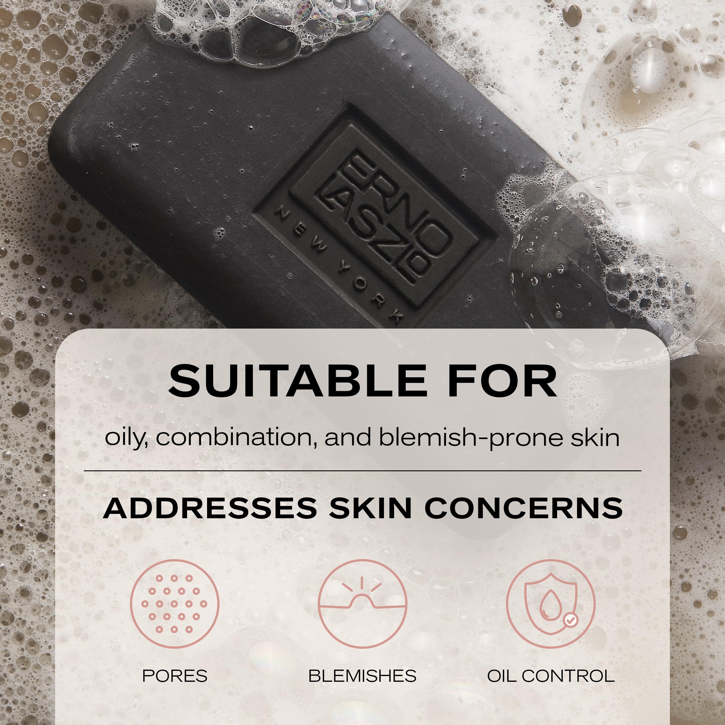 Foamy lather from Erno Laszlo Sea Mud bar on skin.