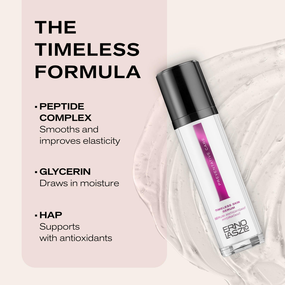 Erno Laszlo Timeless Serum application on hand showing lightweight texture.