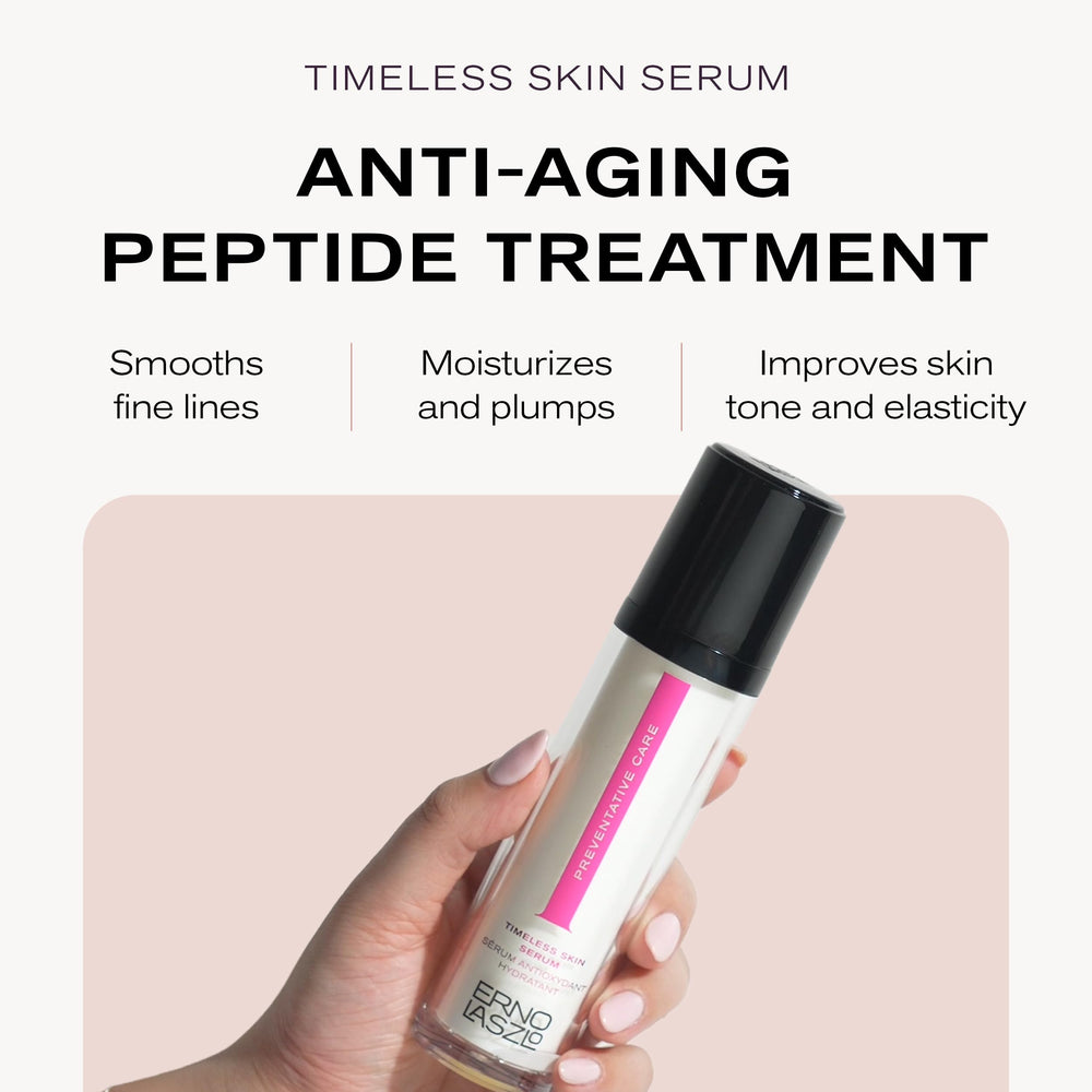 Erno Laszlo Timeless Serum pump dispense demonstrates easy daily application.