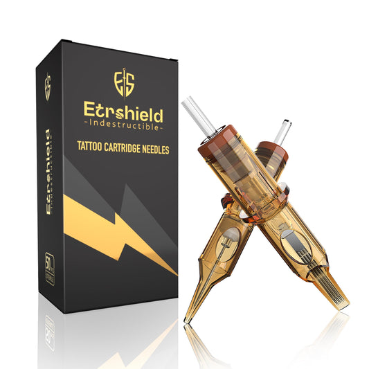 ES ETRSHIELD Gem tattoo needles 50pc assortment front view for organized studio use
