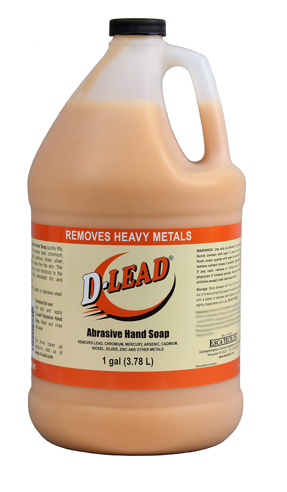 ESCA Tech D-Lead abrasive hand soap bottle for heavy grease removal and tough dirt